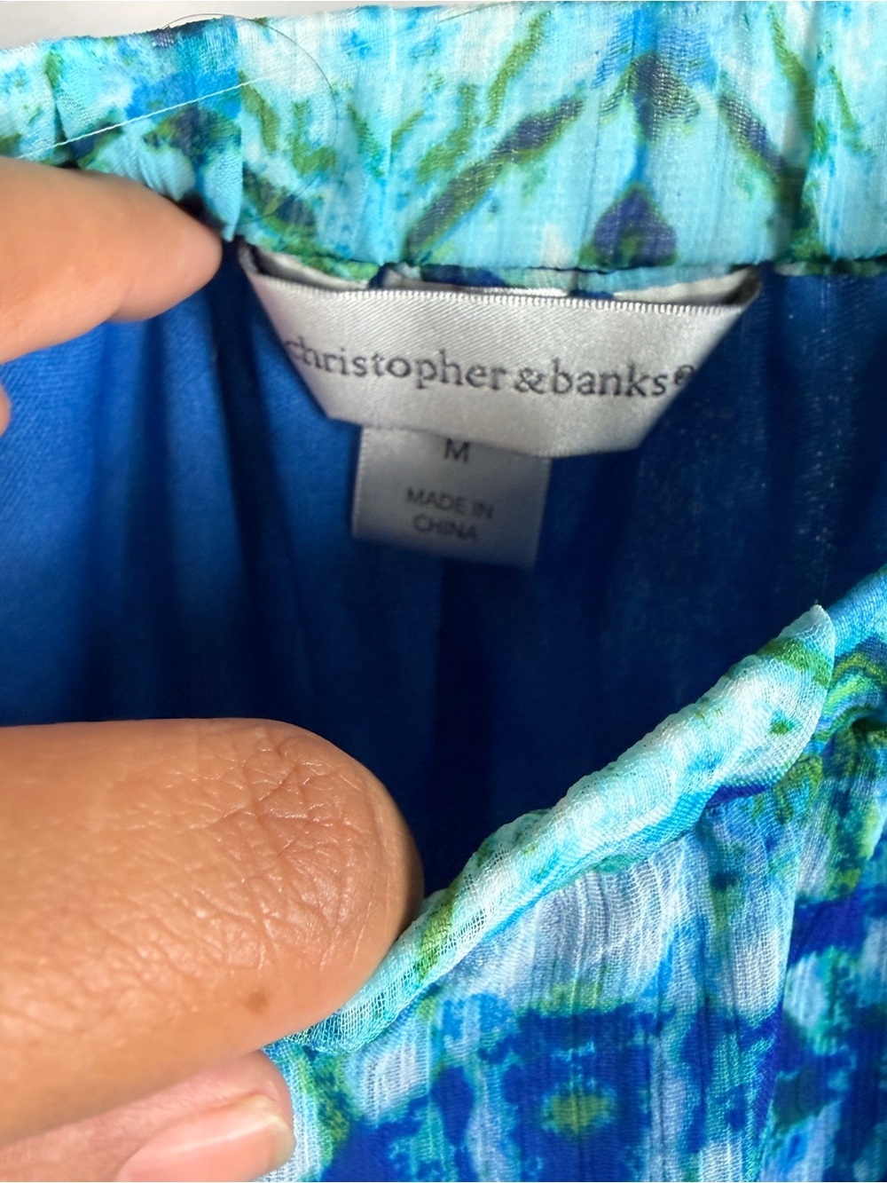 Christopher & Banks Womens Medium Blue Maxi Skirt Tiered Boho Pull On - Picture 3 of 5